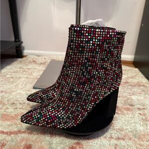 INC International Concepts Multicolor Rhinestone Ankle Boots